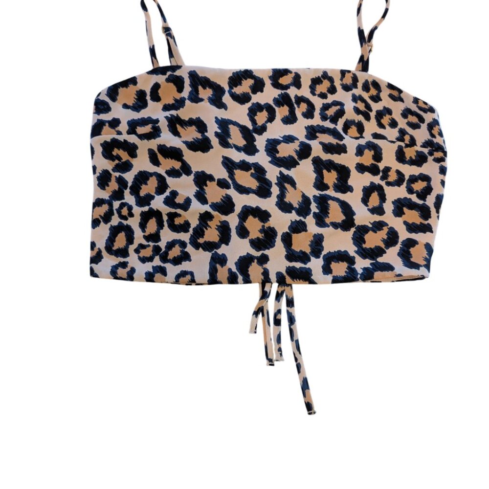 VICTORIA'S SECRET 2-Piece Harem Pants Crop Top Set S Animal Print Tan Navy - Picture 3 of 14